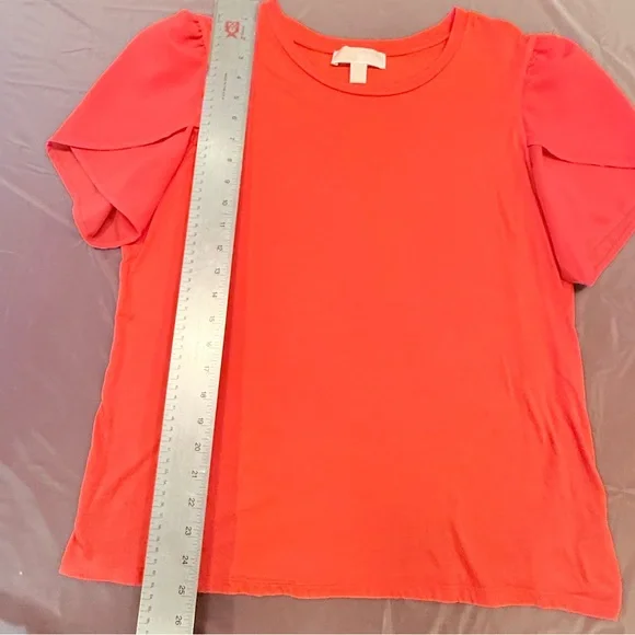 Michael Kors Orange Contrast Flutter Short Sleeve T-Shirt Size XL MSRP $95 - Picture 6 of 8